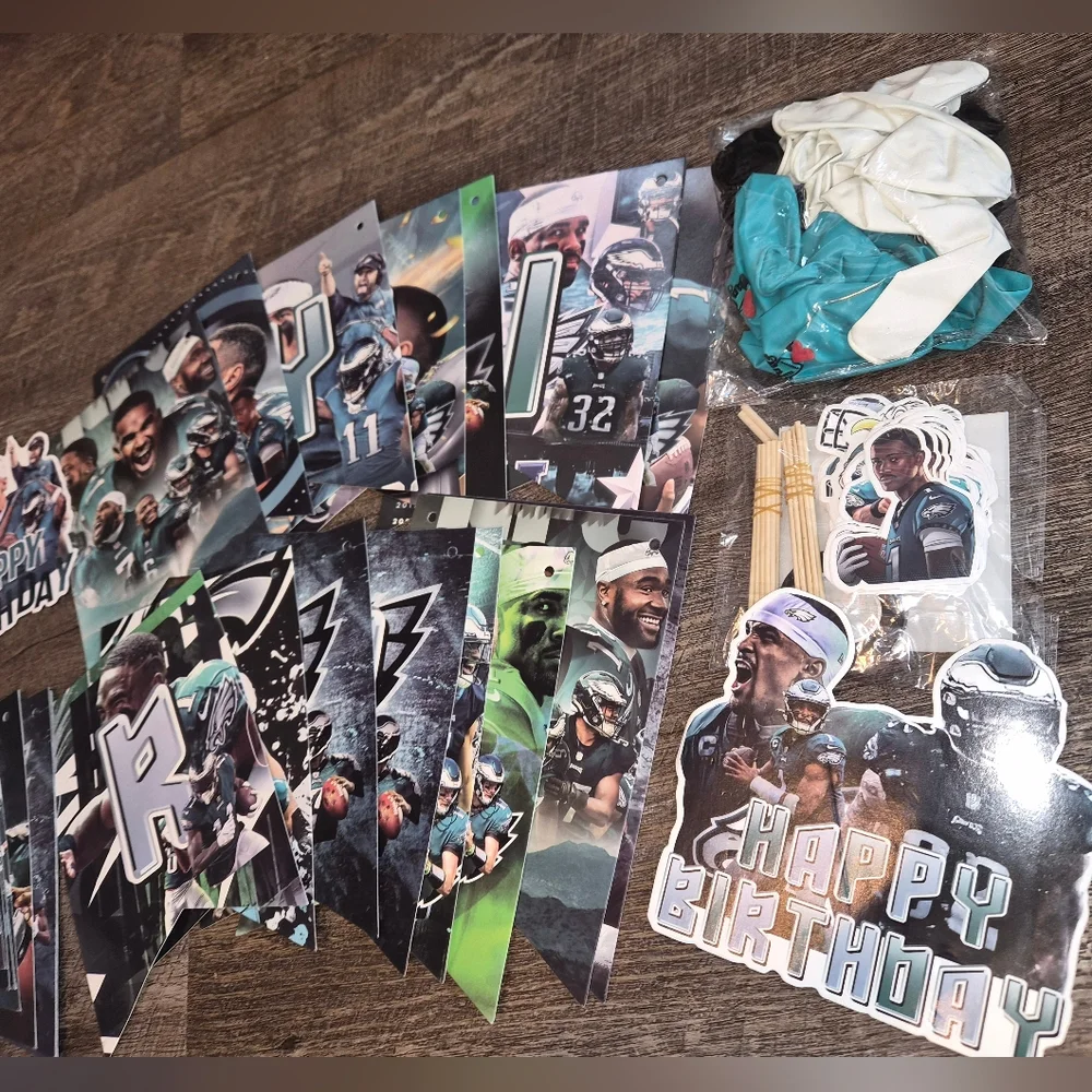 Philidelphia Eagles Football Themed Birthday Party Supplies Decorations Set NWT